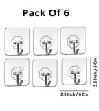 Sigaram Pack of 6 Adhesive 3 KG Capacity Wal Hooks For Home & Office K5074