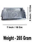 Sigaram 7x5 Inch Wooden Silver Plated Choky Tray for Wedding Return Gifts K5169