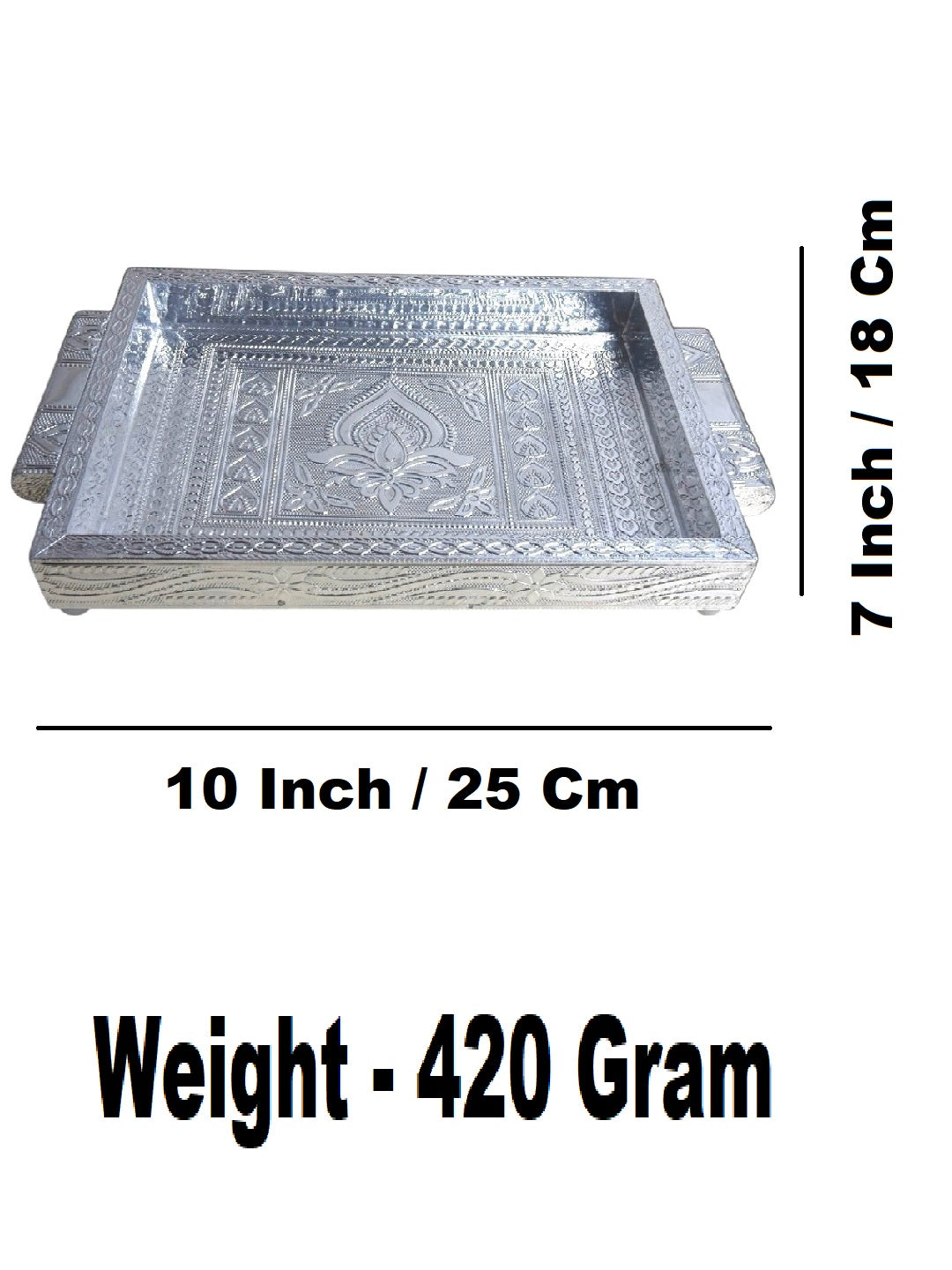Sigaram 7x10 Inch Wooden Silver Plated Choky Tray for Wedding Return Gifts K5170