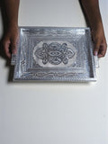 Sigaram 10x14 Inch Wooden Silver Plated Choky Tray for Wedding Return Gifts K5172