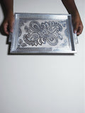 Sigaram 11x16 Inch Wooden Silver Plated Choky Tray for Wedding Return Gifts K5173
