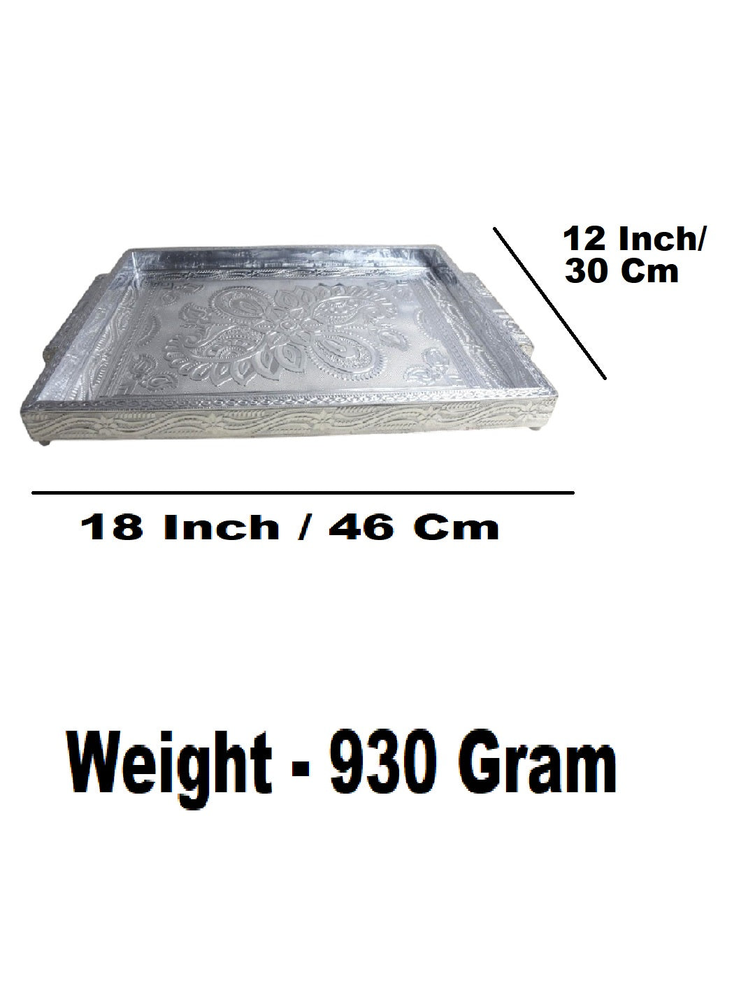 Sigaram 12x18 Inch Wooden Silver Plated Choky Tray for Wedding Return Gifts K5174
