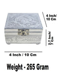 Sigaram 4x4 Inch Wooden Silver Plated Pooja Box for Home Temple Pooja Decor K5175