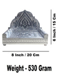 Sigaram 8x5 Inch Wooden Silver Plated Simhasan for Home Pooja God idols Simhasan K5177