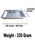 Sigaram 10x7.5 Inch Wooden Silver Plated Pooja Tray for Wedding Return Gifts K5187
