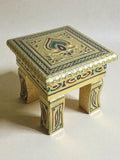 Sigaram 6x6 Inch Gold Plated Wooden Bajot Chowki for Home & Temple Pooja Decor K5190
