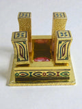 Sigaram 6x6 Inch Gold Plated Wooden Bajot Chowki for Home & Temple Pooja Decor K5190