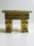Sigaram 6x6 Inch Gold Plated Wooden Bajot Chowki for Home & Temple Pooja Decor K5190