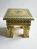 Sigaram 6x6 Inch Gold Plated Wooden Bajot Chowki for Home & Temple Pooja Decor K5190
