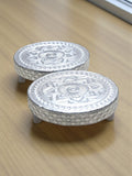 Sigaram 4x4 Inch Silver Plated Wooden Round Pooja Chowki/Patli For Home & Temple Pooja Decor K5210