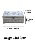 Sigaram 7x5 Inch Silver Plated Wooden Pooja Box For Home Pooja Box K5217