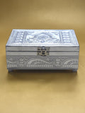 Sigaram 7x5 Inch Silver Plated Wooden Pooja Box For Home Pooja Box K5217