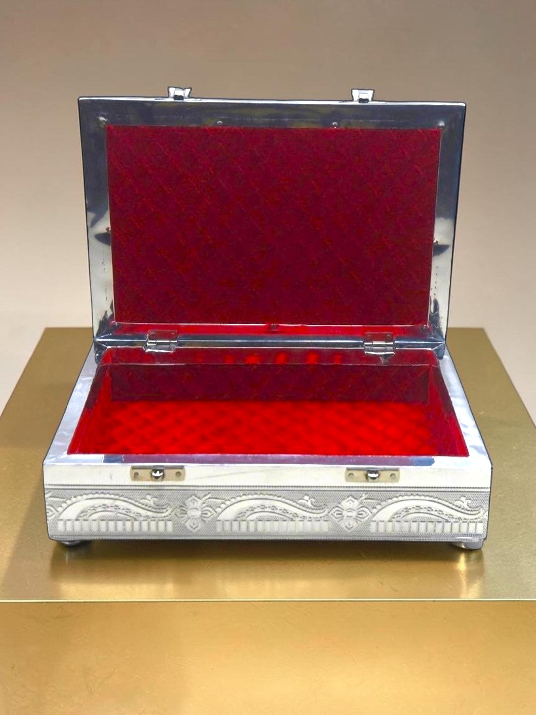 Sigaram 7x10 Inch Silver Plated Wooden Pooja Box For Home Pooja Box K5219