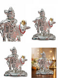 Sigaram 3 Inch Silver Plated Krishna Idol with Cow & Calf For Housewarming Gift K5223