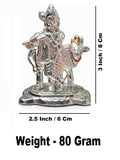 Sigaram 3 Inch Silver Plated Krishna Idol with Cow & Calf For Housewarming Gift K5223