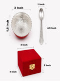 Sigaram Silver Plated Bowl with Spoon in Red Velvet Gift Box For Housewarming Gift K5224