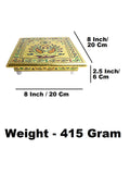 Sigaram 8x8 Inch Gold Plated Wooden Bajot/Chowki for Home Pooja Decor K5234
