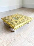 Sigaram 10x10 Inch Gold Plated Wooden Bajot/Chowki for Home Pooja Decor K5235