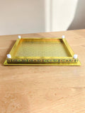Sigaram 12x12 Inch Gold Plated Wooden Bajot/Chowki for Home Pooja Decor K5236
