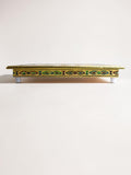 Sigaram 12x12 Inch Gold Plated Wooden Bajot/Chowki for Home Pooja Decor K5236