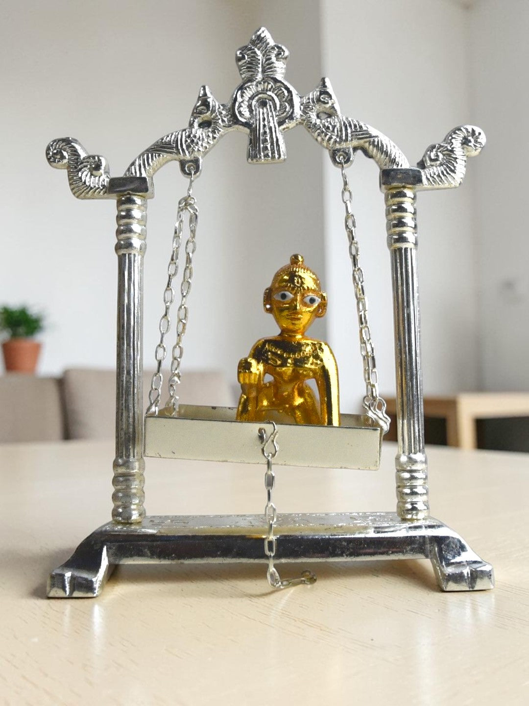 Sigaram Silver Plated Bala Krishna Pooja Jhula – Silver Finish Krishna Swing K5237