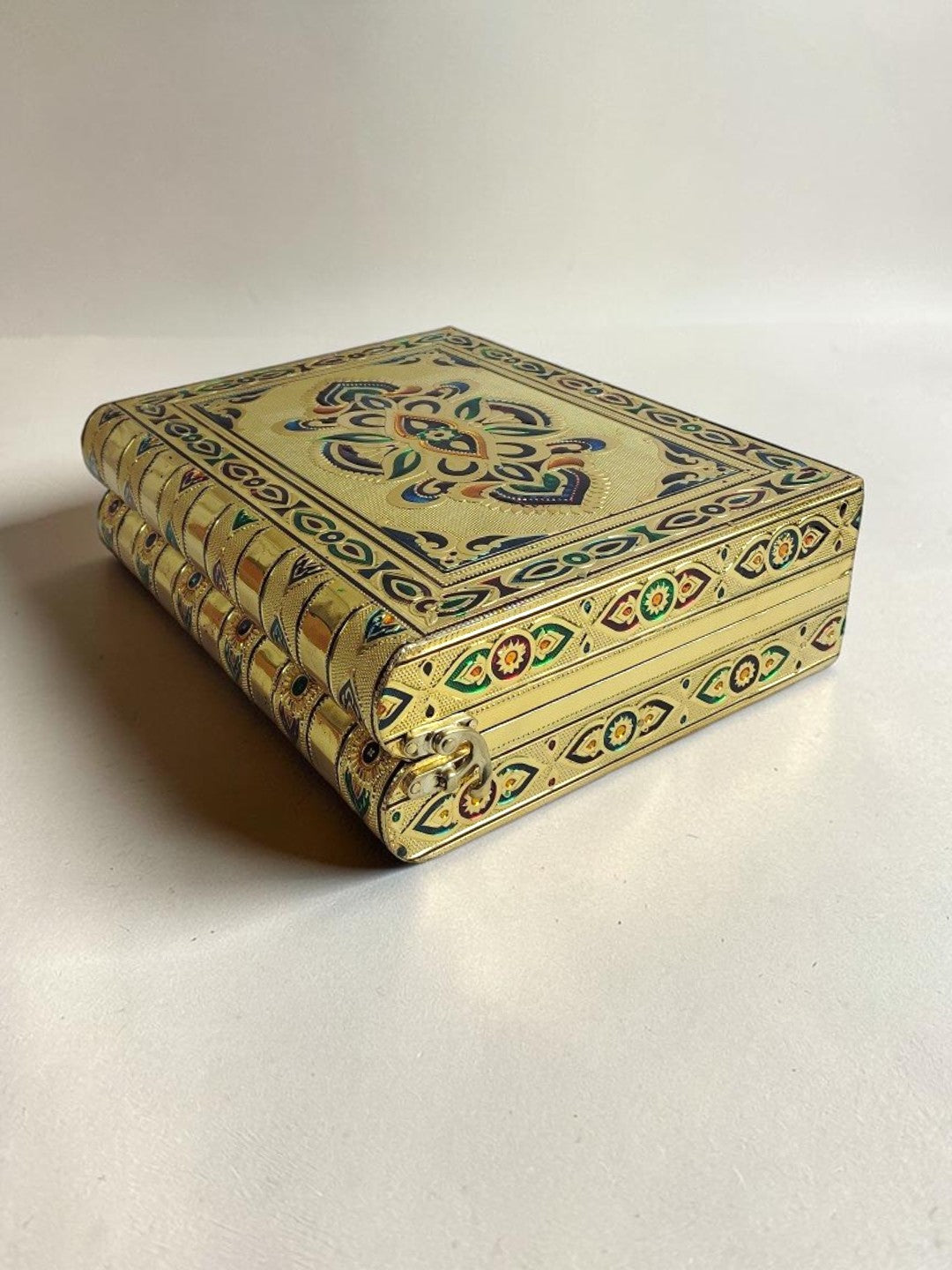 Sigaram 11x8 Inch Gold Plated Wooden Zaveri Jewellery Storage Box K5221