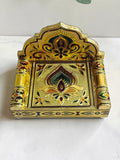 Sigaram 6x4 Inch Wooden Gold Plated Simhasan for Home God Idols Simhasan K5240