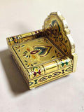 Sigaram 6x4 Inch Wooden Gold Plated Simhasan for Home God Idols Simhasan K5240