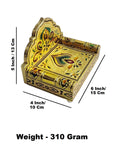 Sigaram 6x4 Inch Wooden Gold Plated Simhasan for Home God Idols Simhasan K5240