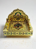 Sigaram 6x4 Inch Wooden Gold Plated Simhasan for Home God Idols Simhasan K5240