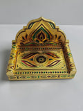 Sigaram 8x5 Inch Wooden Gold Plated Simhasan for Home God Idols Simhasan K5241