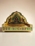 Sigaram 8x5 Inch Wooden Gold Plated Simhasan for Home God Idols Simhasan K5241