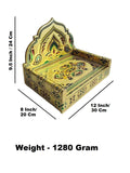 Sigaram 8x12 Inch Wooden Gold Plated Simhasan for Home God Idols Simhasan K5242