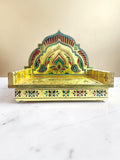 Sigaram 10x15 Inch Wooden Gold Plated Simhasan for Home God Idols Simhasan K5243
