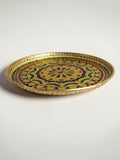 Sigaram 11 Inch Gold Peacock Design Steel Pooja Thali Plate for Wedding Functions K5254