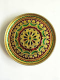 Sigaram 11 Inch Gold Peacock Design Steel Pooja Thali Plate for Wedding Functions K5254