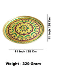 Sigaram 11 Inch Gold Peacock Design Steel Pooja Thali Plate for Wedding Functions K5254