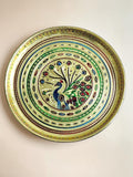 Sigaram 12 Inch Gold Color Peacock Design Steel Pooja Thali Plate for Home Puja & Wedding Functions K5255