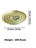 Sigaram 12 Inch Gold Color Peacock Design Steel Pooja Thali Plate for Home Puja & Wedding Functions K5255
