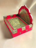 Sigaram 8x12 Inch Gold & Red Wooden Simhasan for Home God Idol Simhasan K5256