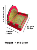Sigaram 8x12 Inch Gold & Red Wooden Simhasan for Home God Idol Simhasan K5256