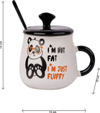 Ceramic Panda Mug with LID, Spoon and Beautiful Keychain(Lazy Panda) (Set of 1)