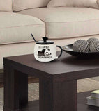 Ceramic Panda Mug with LID, Spoon and Beautiful Keychain(Lazy Panda) (Set of 1)