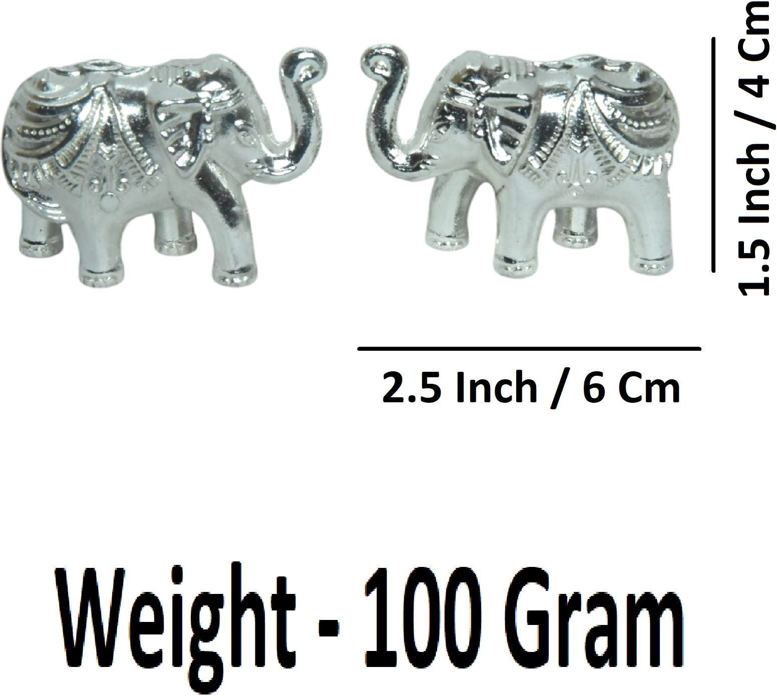 Sigaram 1.5 Inch Silver Plated Elephant Idol for Home & Temple Pooja Decor K4948
