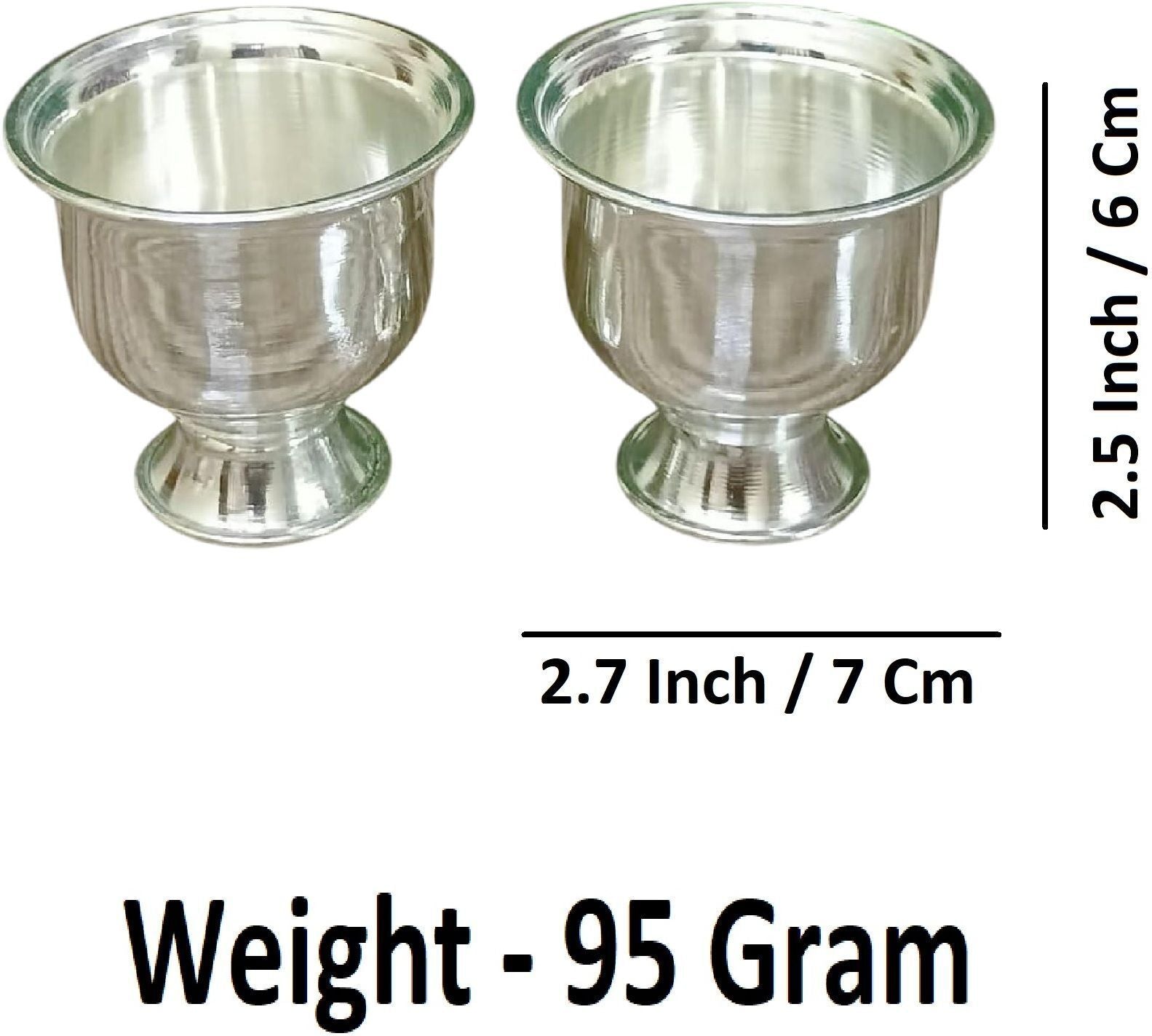 Sigaram 2.5 Inch Silver Plated Plain Kum Kum Cup for Home & Temple Pooja Decor K4956
