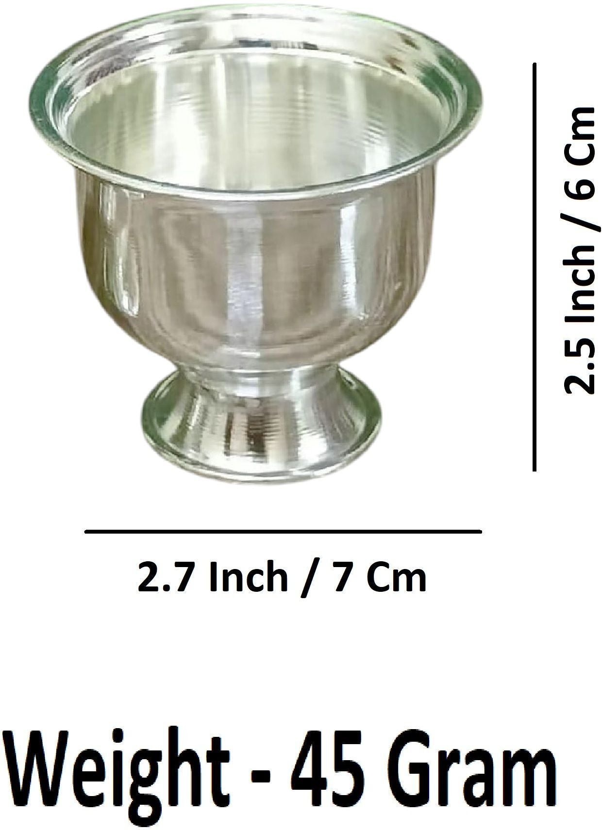 Sigaram 2.5 Inch Silver Plated Plain Kum Kum Cup for Home & Temple Pooja Decor K4955