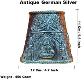 Sigaram Antique German Silver Round Tulasi Pot For Home Pooja Decor K4395