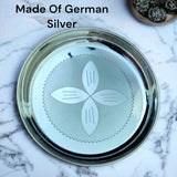 Sigaram German Silver 7 Inch Floral Designed Plate for Home Pooja Decor K2327