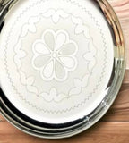 German Silver 8.5 Inch Floral Designed Plate For Home Pooja Decor K2341