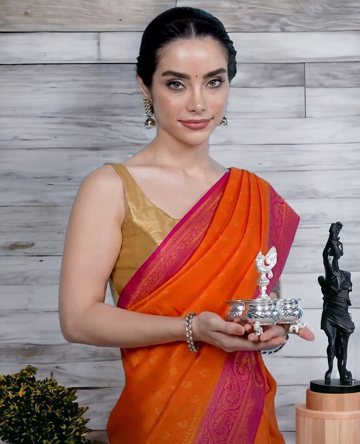 Sigaram German Silver Panchwala Cup with Peacock Handle For Pooja Thali, Festival Decoration, Office and Return Gift K4003